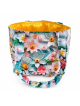 Sac Cabas Fleuri Artisanal en Tissu – Doublure Satin Jaune