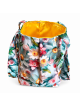 Sac Cabas Fleuri Artisanal en Tissu – Doublure Satin Jaune
