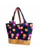Sac cabas fleuri en velours côtelé camel | Sac artisanal femme