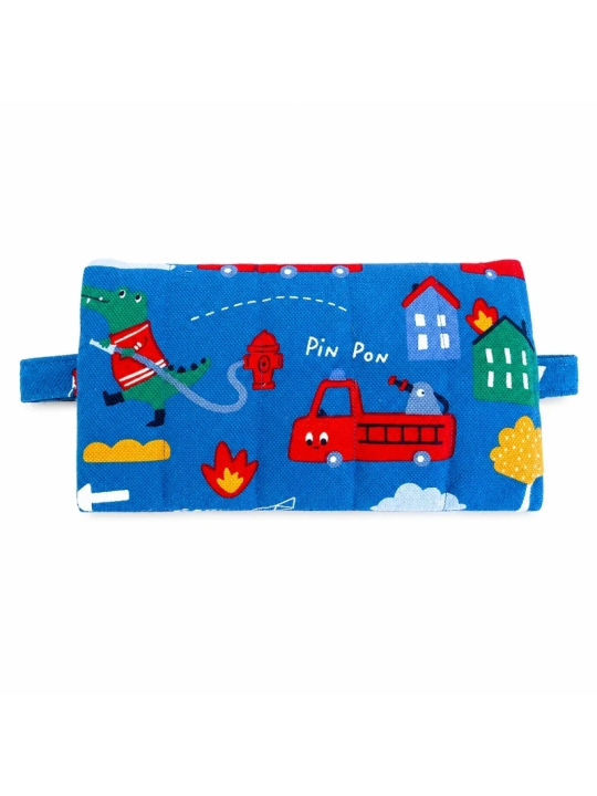Trousse scolaire plate enfant – Trousse à stylos bleu motifs camion de pompier
