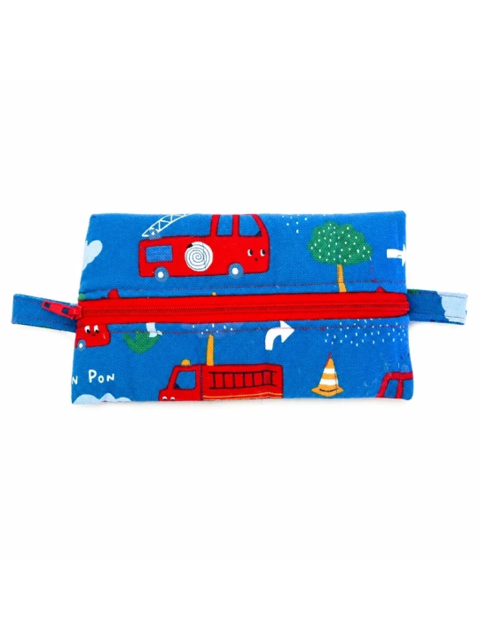 Trousse scolaire plate enfant – Trousse à stylos bleu motifs camion de pompier