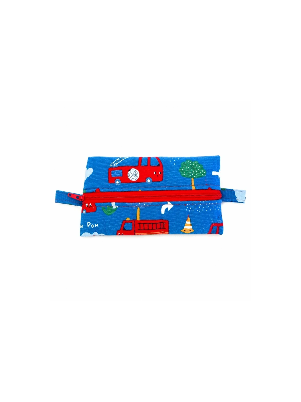 Trousse scolaire plate enfant – Trousse à stylos bleu motifs camion de pompier