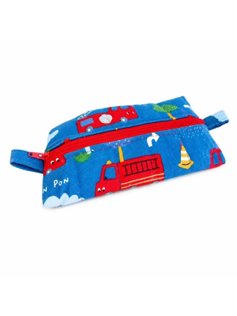 Petite trousse colorée motifs camions de pompier.