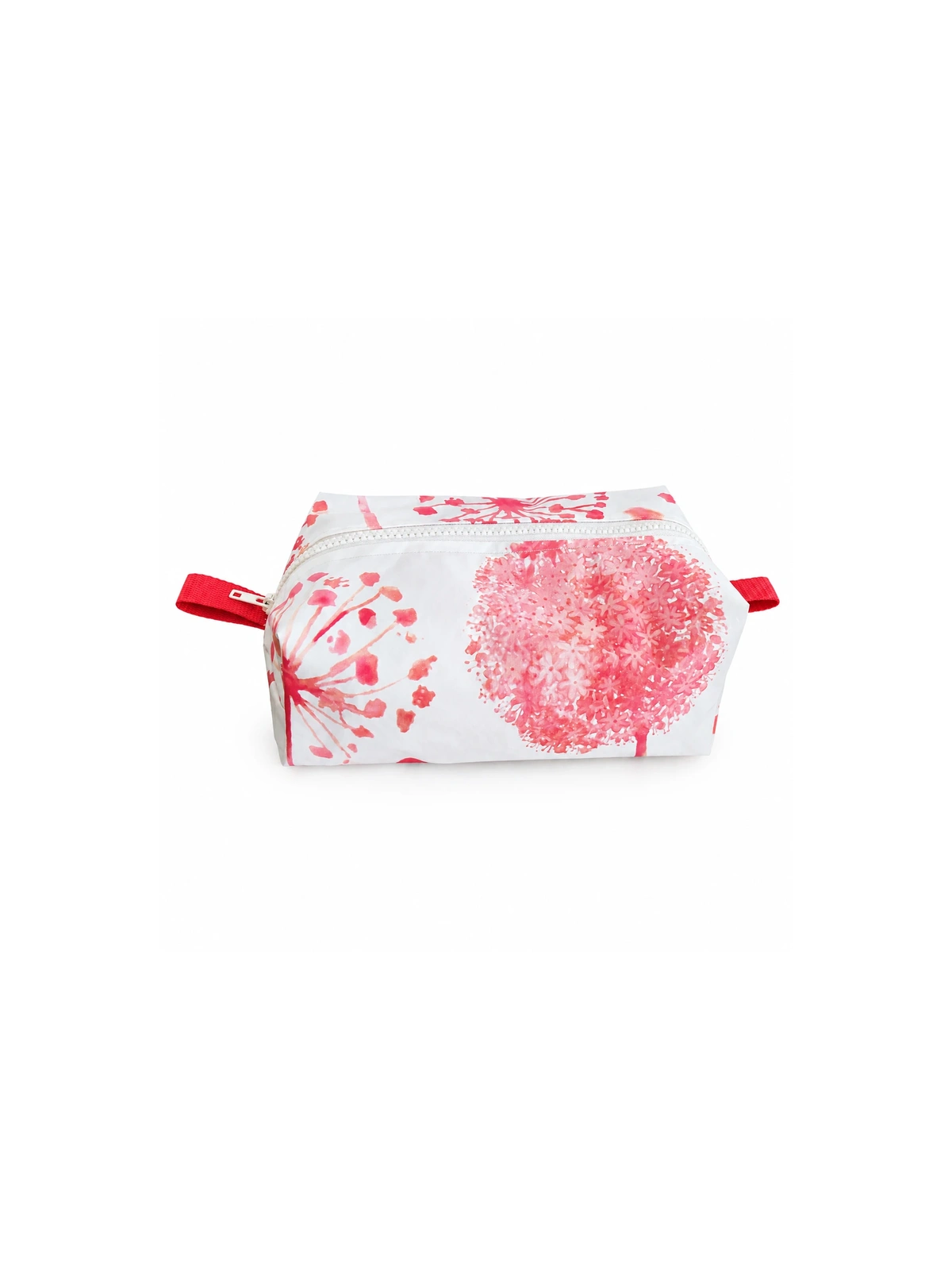 Trousse de toilette imperméable blanche à motif fleur rouge – Grande capacité
