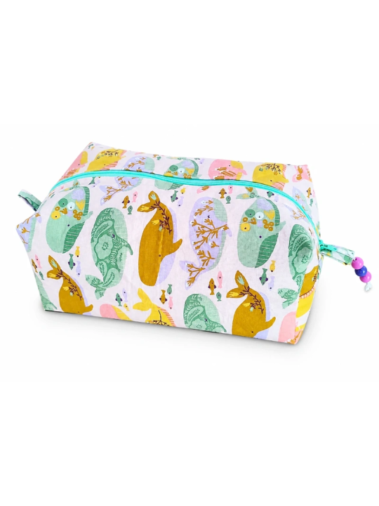 Trousse de toilette florale multicolore zippée | Pochette de rangement élégante