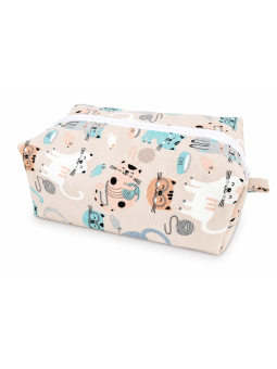 Grande trousse de toilette motifs chats | Pochette de rangement zippée