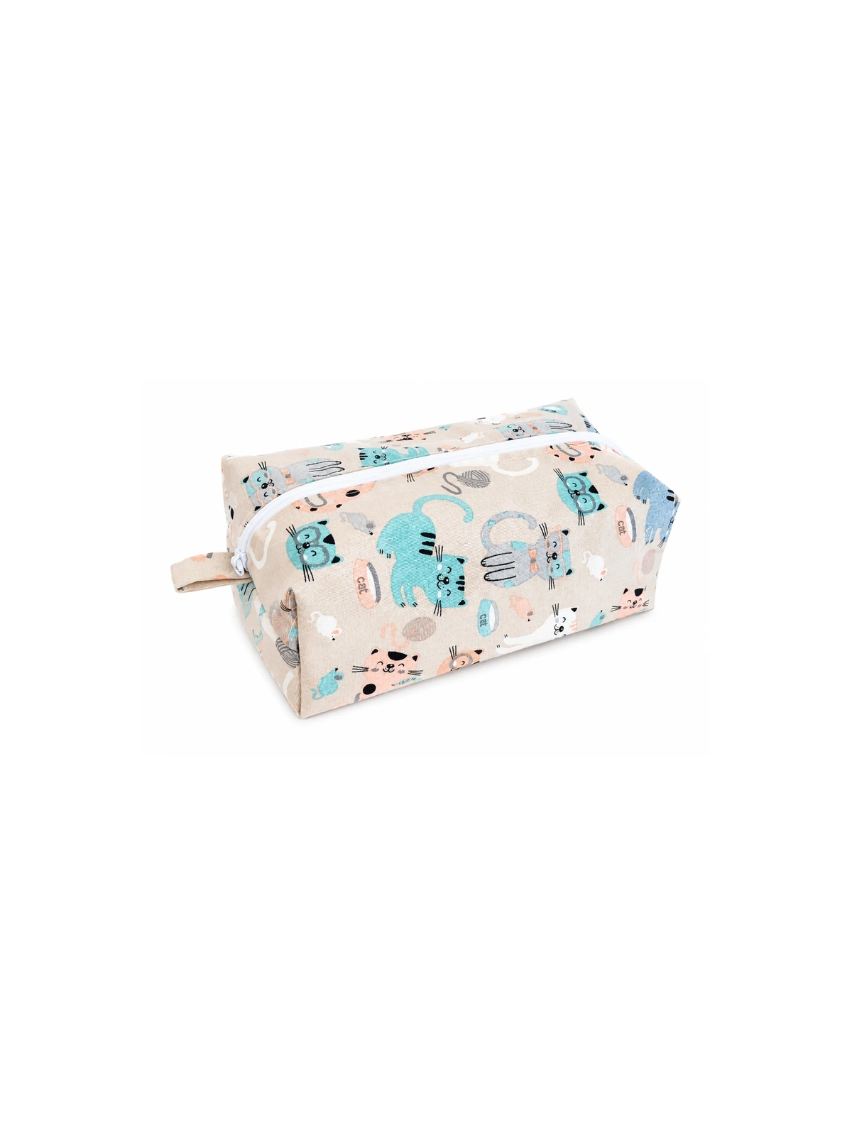 Grande trousse de toilette motifs chats | Pochette de rangement zippée