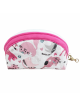 Pochette demi-lune artisanale – Chats roses et gris