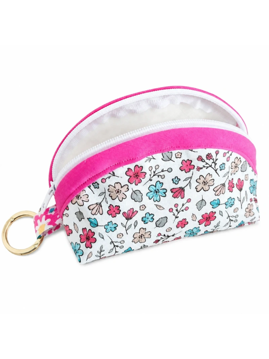 Petite pochette de voyage fleurie avec fermeture zippée – pour maquillage et accessoires