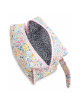 Trousse de toilette zippée motif confettis multicolores