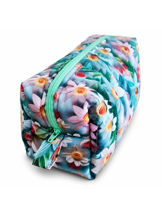Trousse de toilette imprimé 3D fleurs colorées