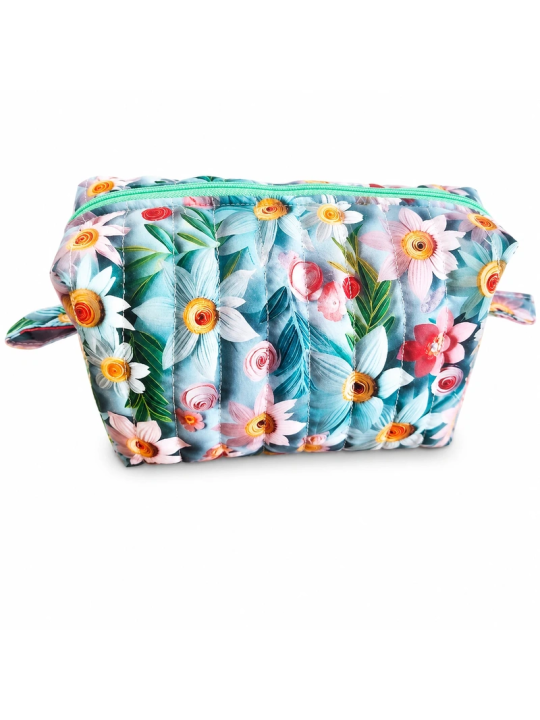 Trousse de toilette imprimé 3D fleurs colorées