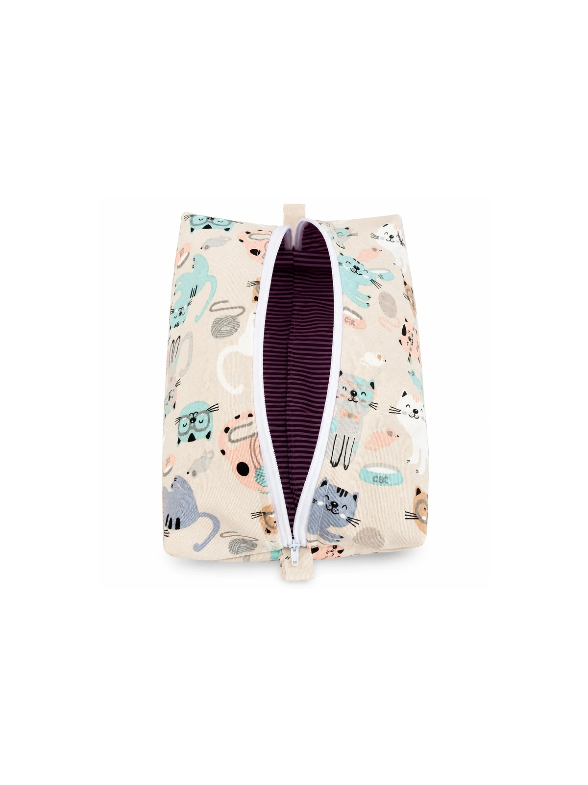 Grande trousse de toilette motifs chats | Pochette de rangement zippée
