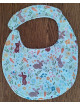 Bavoir bébé fait main motif lapins et fleurs