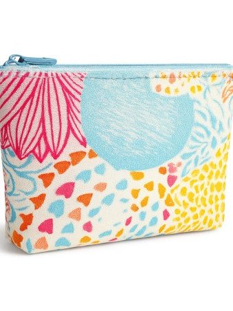 Pochette colorée à motifs abstraits – trousse plate tendance estivale