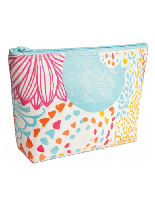 Pochette colorée à motifs abstraits – trousse plate tendance estivale