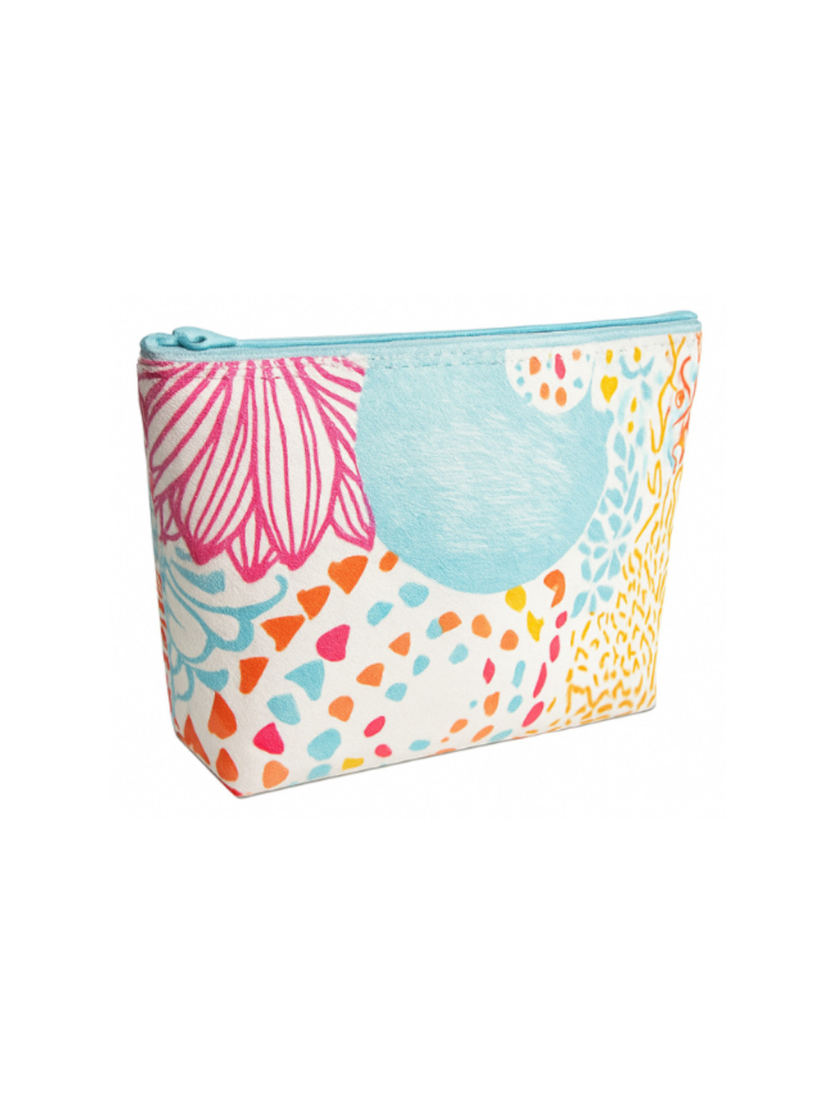 Pochette colorée à motifs abstraits – trousse plate tendance estivale