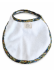 Bavoir bébé rond coton blanc bordure multicolore absorbant repas