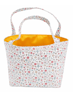 Sac cabas artisanal blanc à fleurs multicolores – Fait main