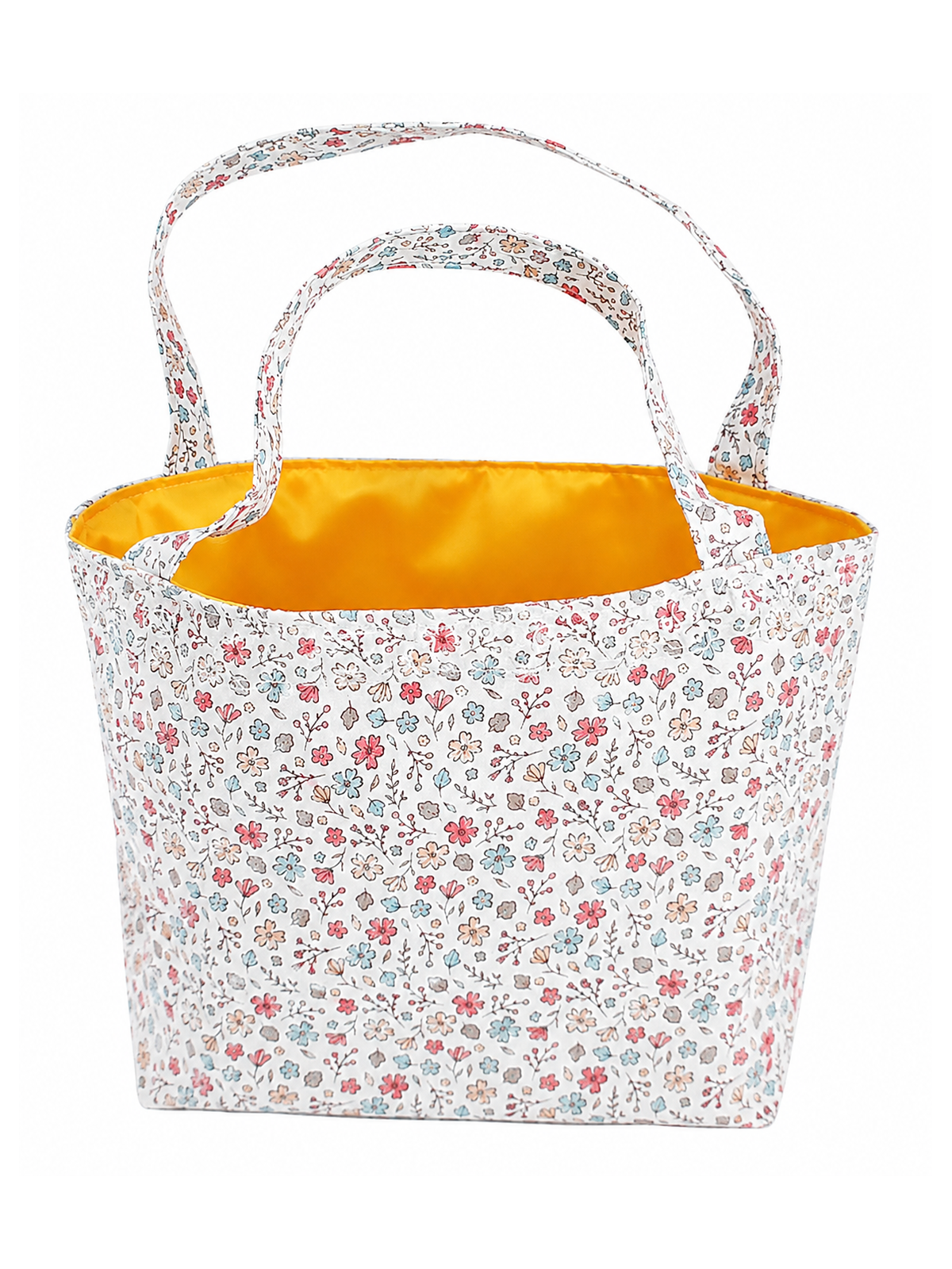 Sac cabas artisanal blanc à fleurs multicolores – Fait main