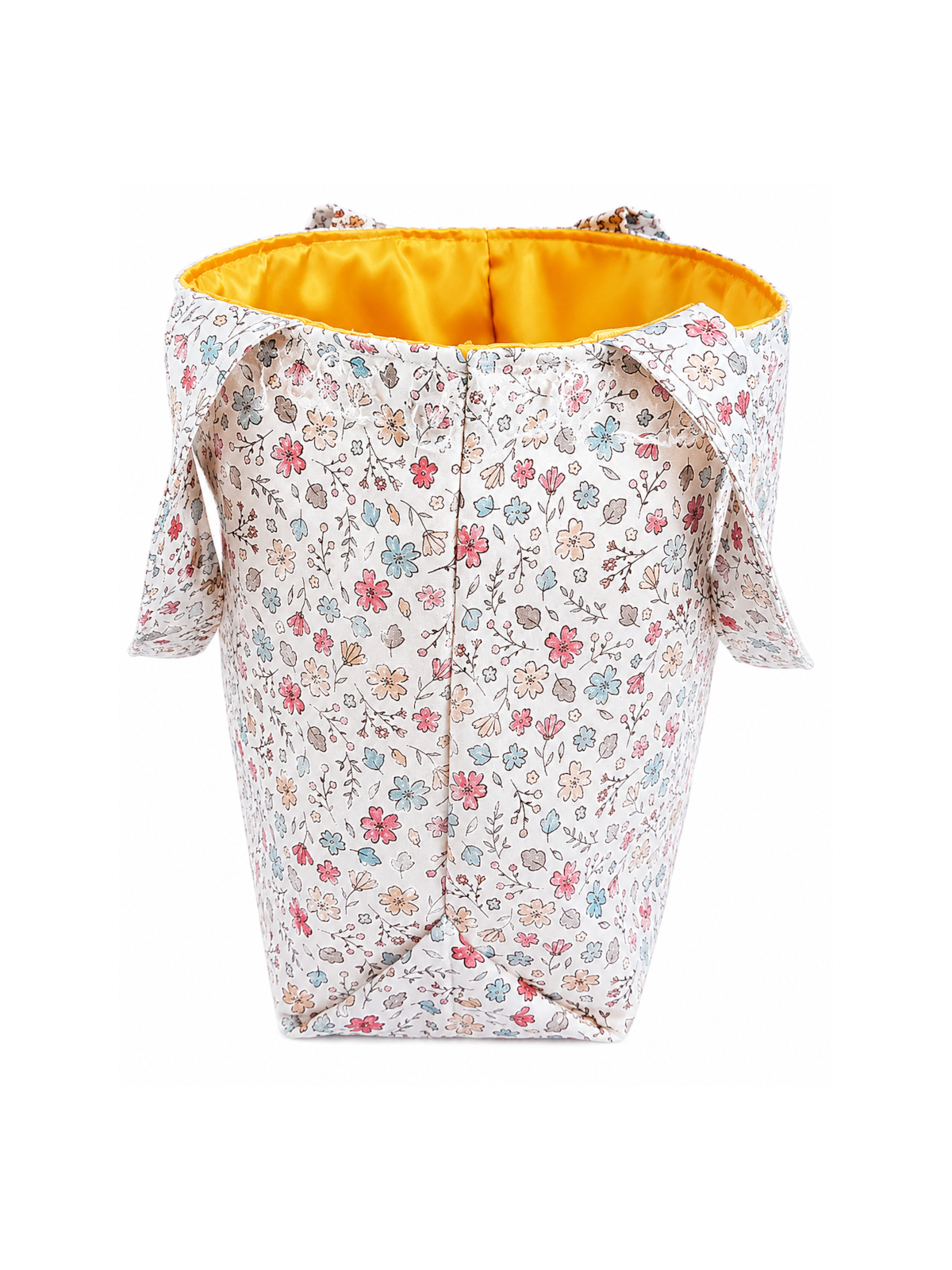 Sac cabas artisanal blanc à fleurs multicolores – Fait main