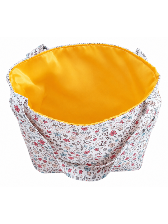 Sac cabas artisanal blanc à fleurs multicolores – Fait main