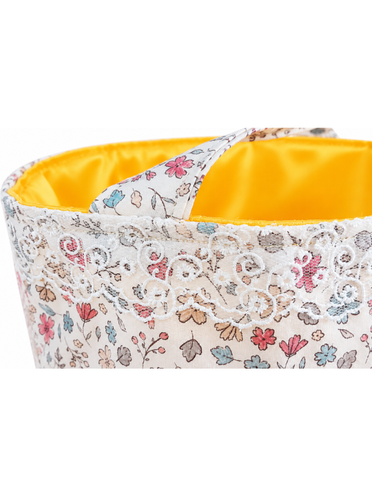 Sac cabas artisanal blanc à fleurs multicolores – Fait main