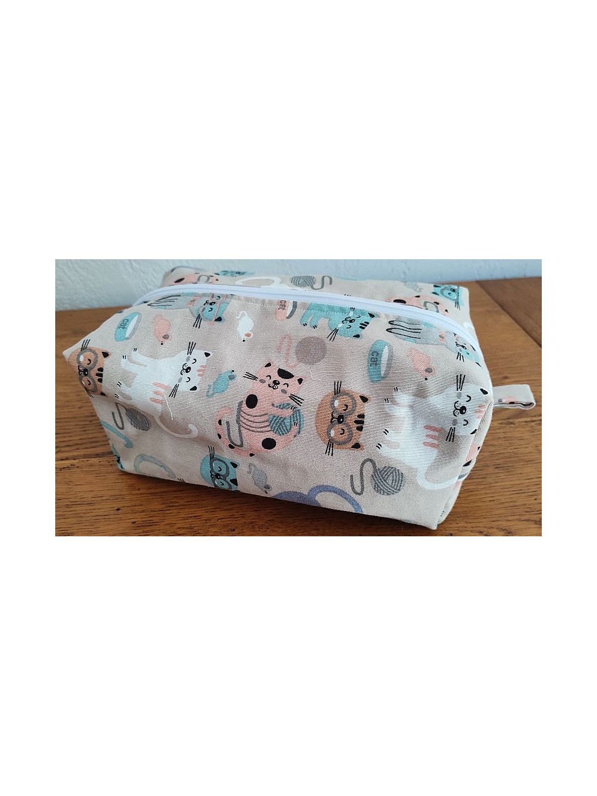 Grande trousse de toilette motifs chats | Pochette de rangement zippée