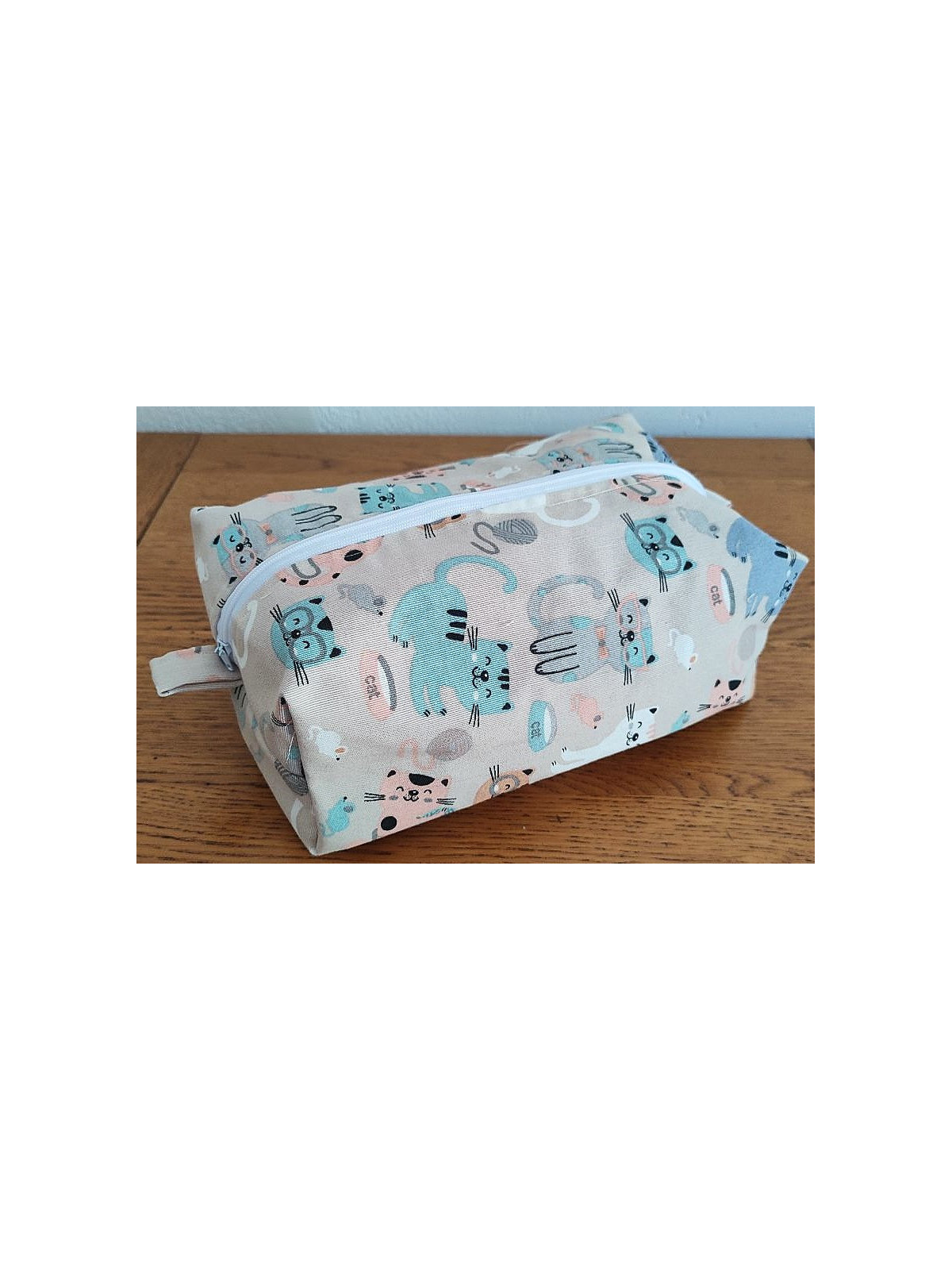 Grande trousse de toilette motifs chats | Pochette de rangement zippée