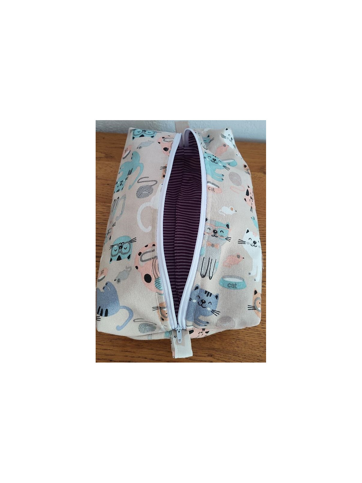 Grande trousse de toilette motifs chats | Pochette de rangement zippée