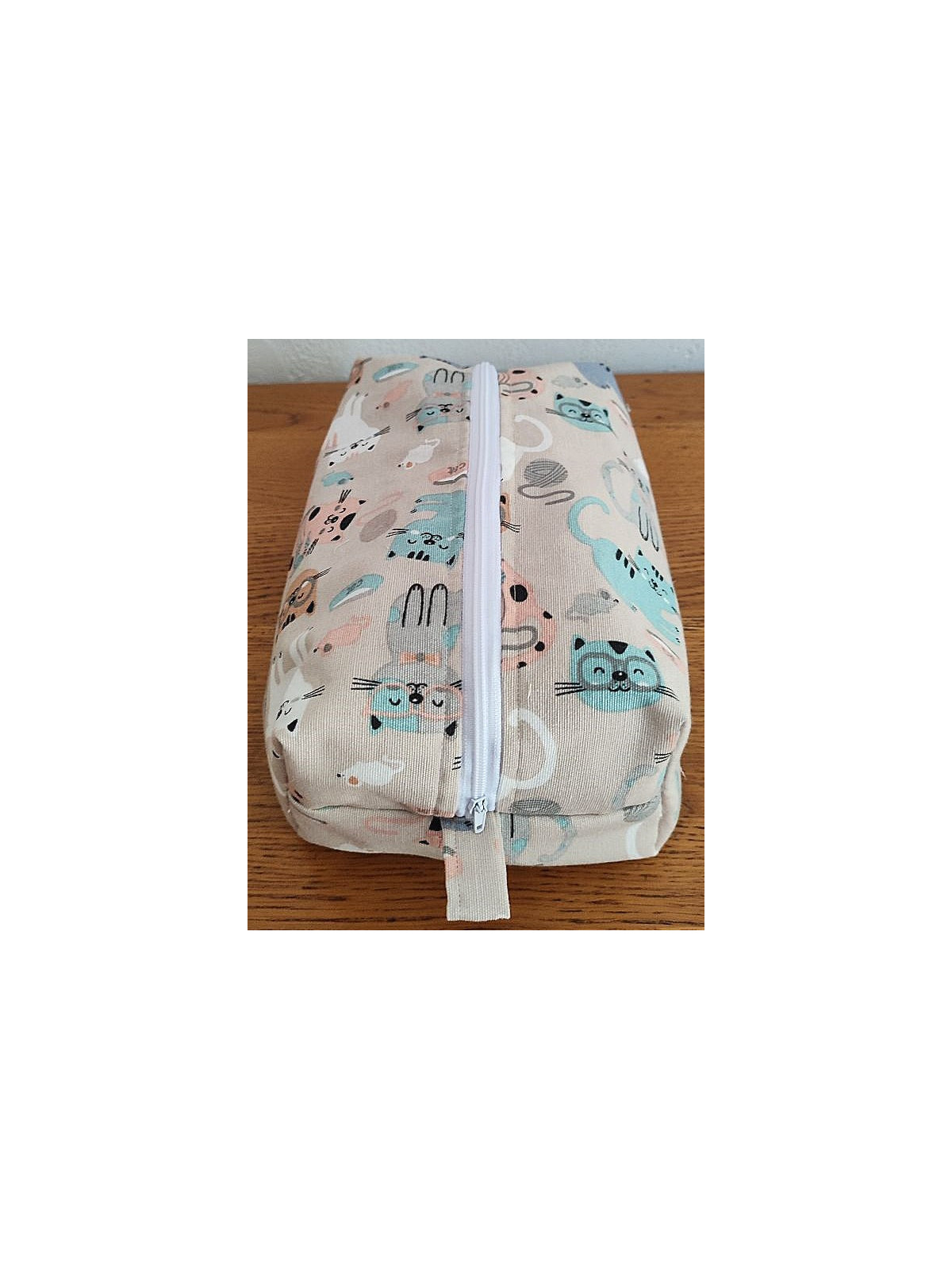 Grande trousse de toilette motifs chats | Pochette de rangement zippée
